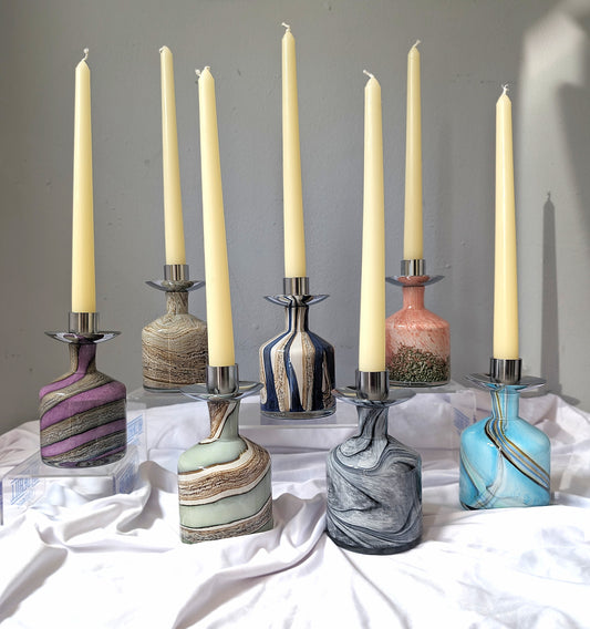 Glass Taper Candle Holder Height 15cm