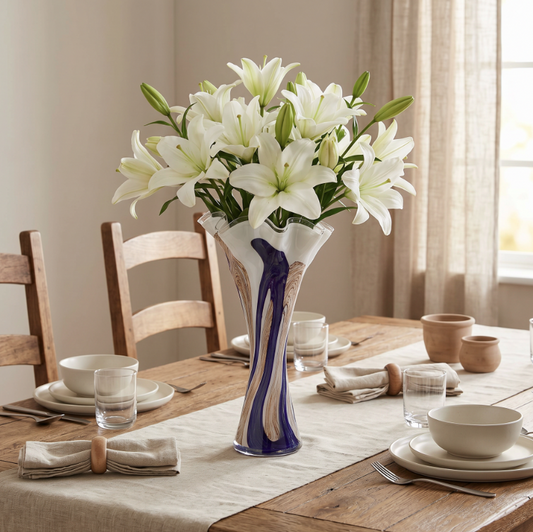 Tall Handkerchief Vase 40cm - Naval Oak
