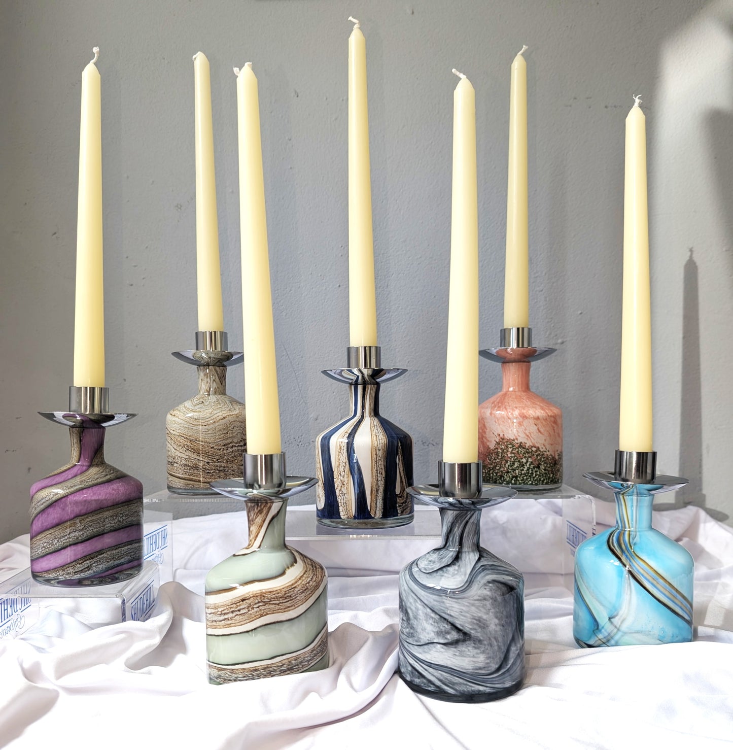 Glass Taper Candle Holder Height 15cm