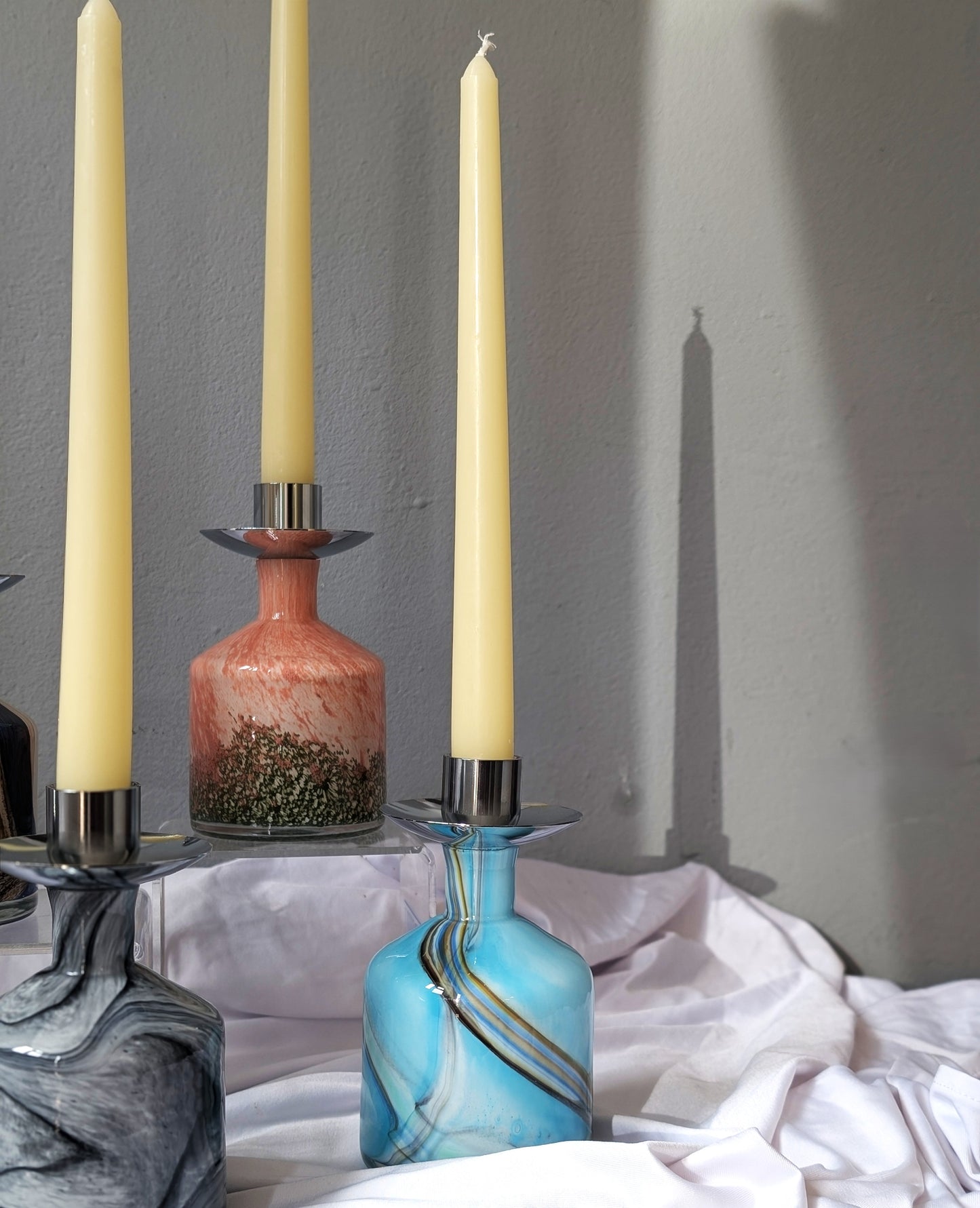 Glass Taper Candle Holder Height 15cm