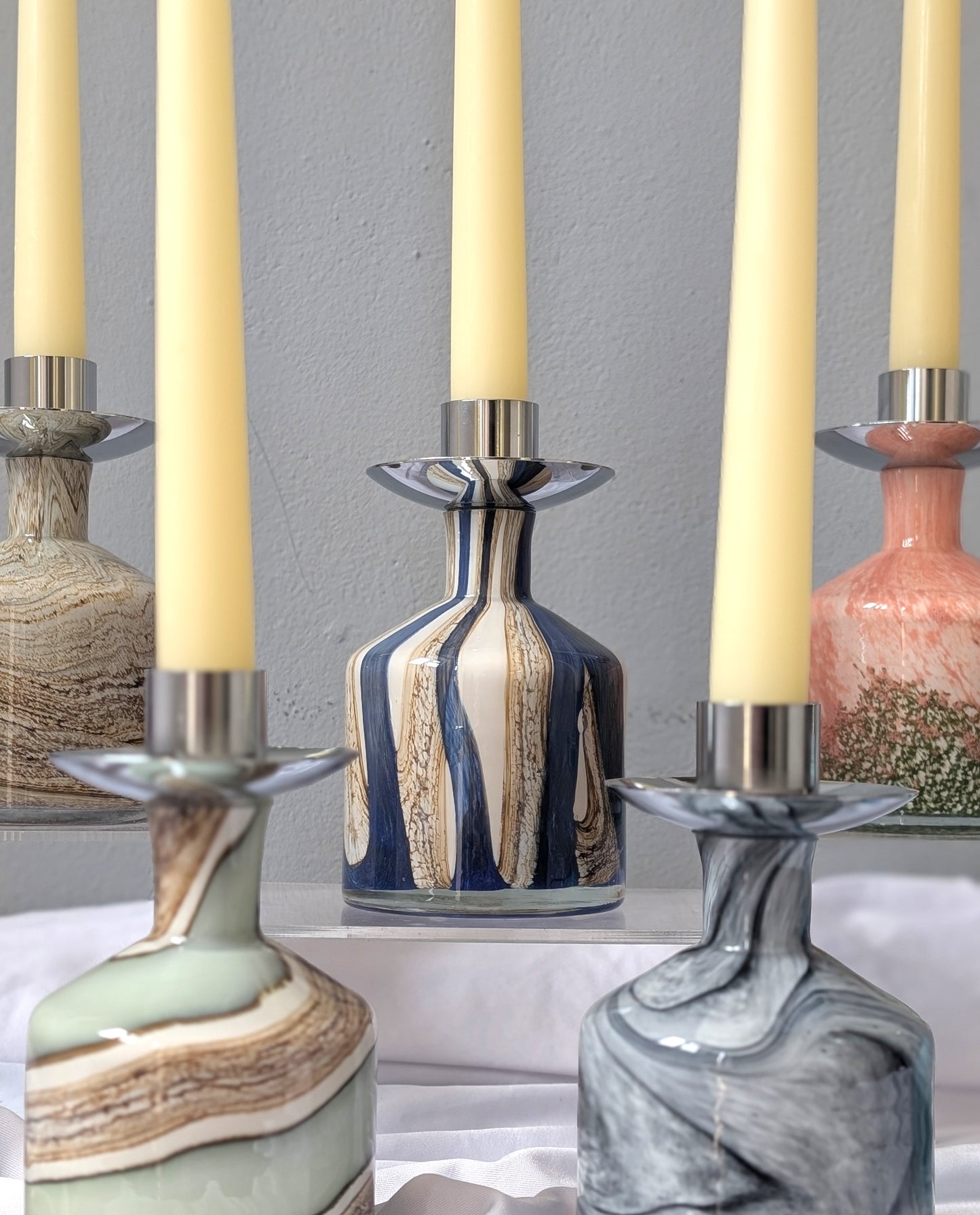 Glass Taper Candle Holder Height 15cm