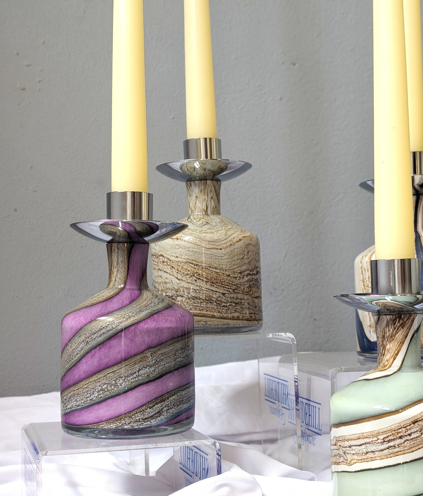 Glass Taper Candle Holder Height 15cm