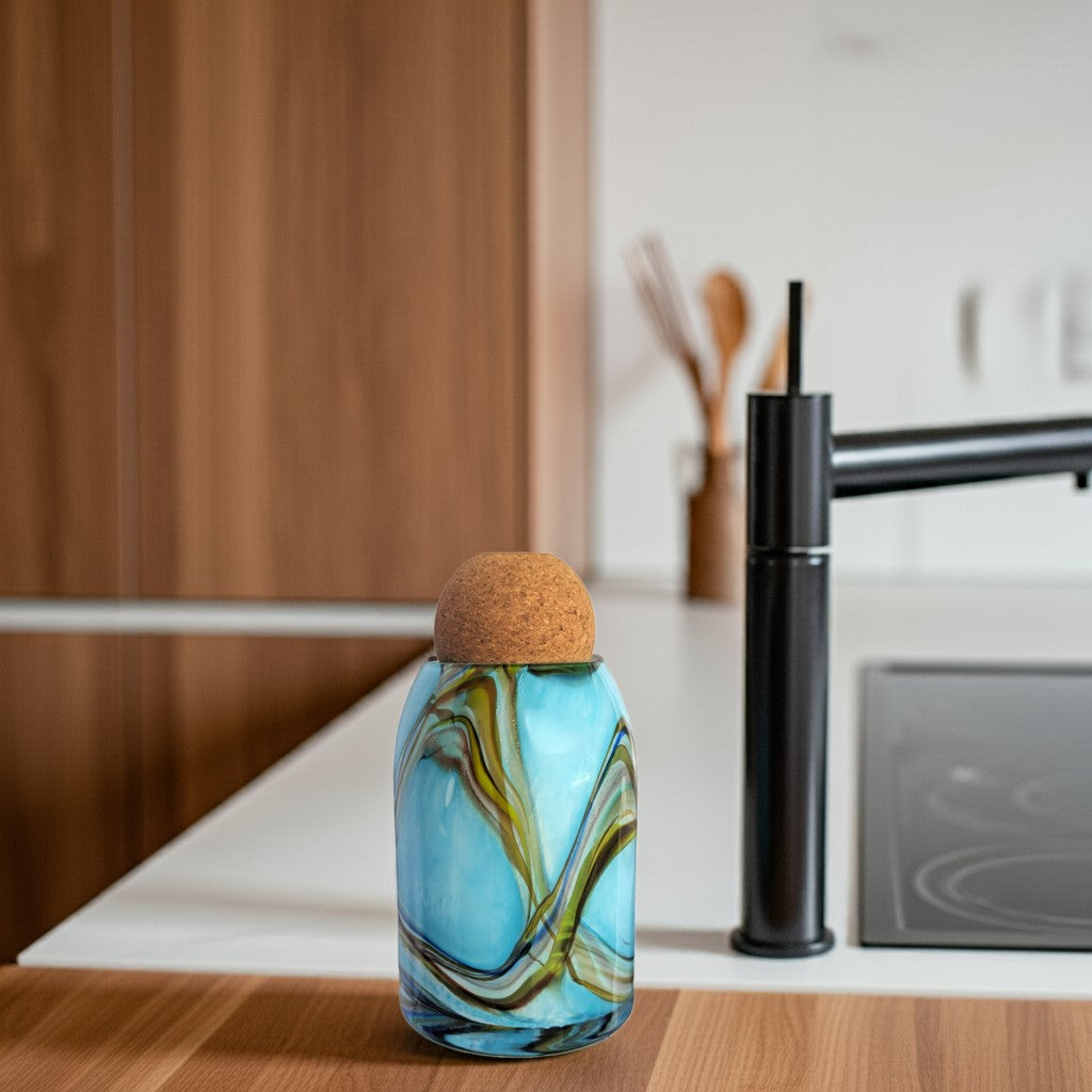 Glass Jar with Cork Ball Lid