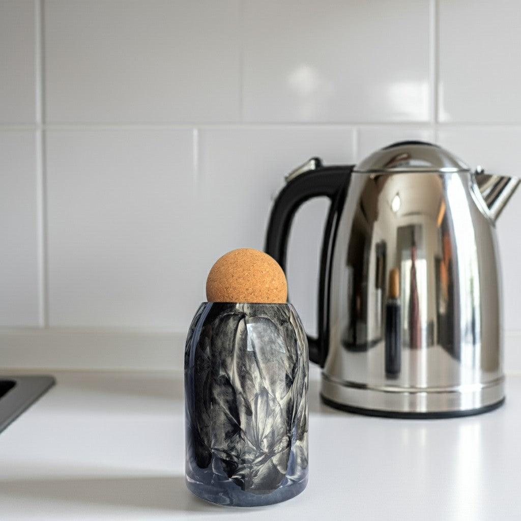 Glass Jar with Cork Ball Lid