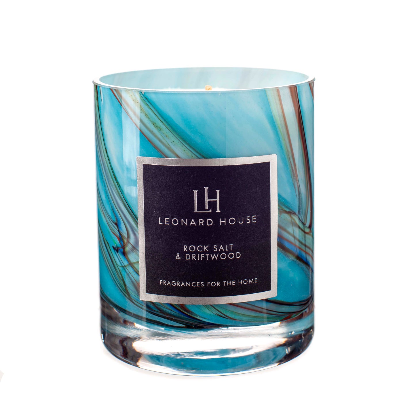 Rock Salt & Driftwood Soy Wax Candle in Blue and Rainbow