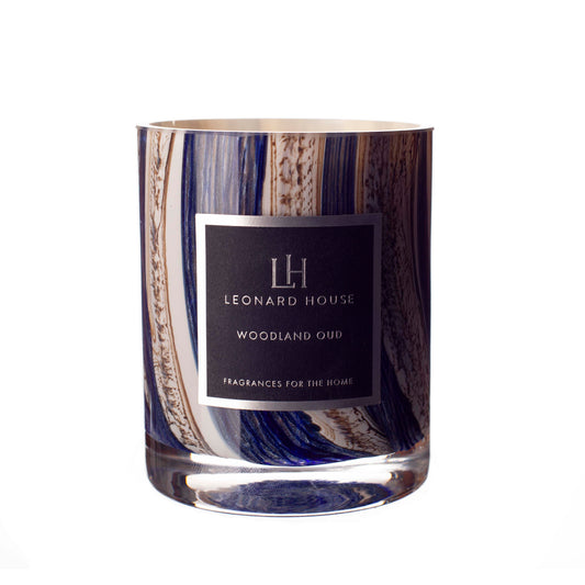 Woodland Oud Soy Wax Candle in Beige and Blue