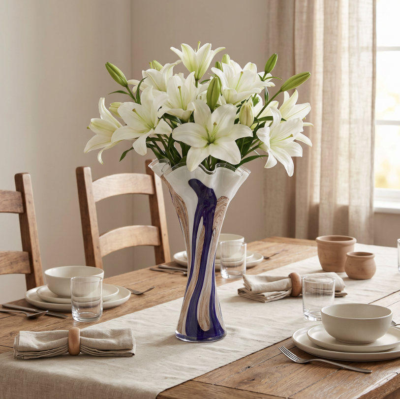 Tall Handkerchief Vase 40cm - Naval Oak