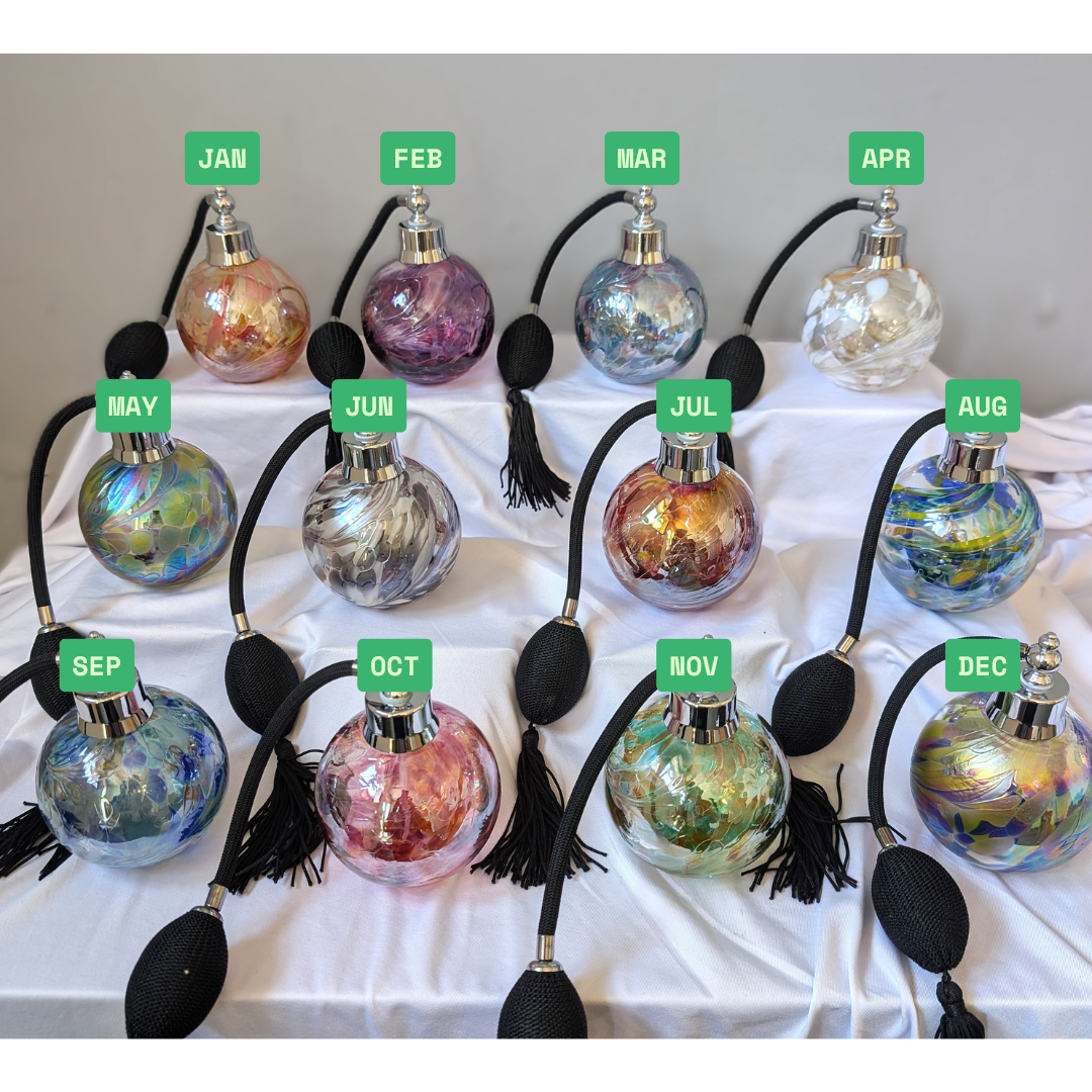 Vintage Glass Perfume Atomiser Bottles Birthstone